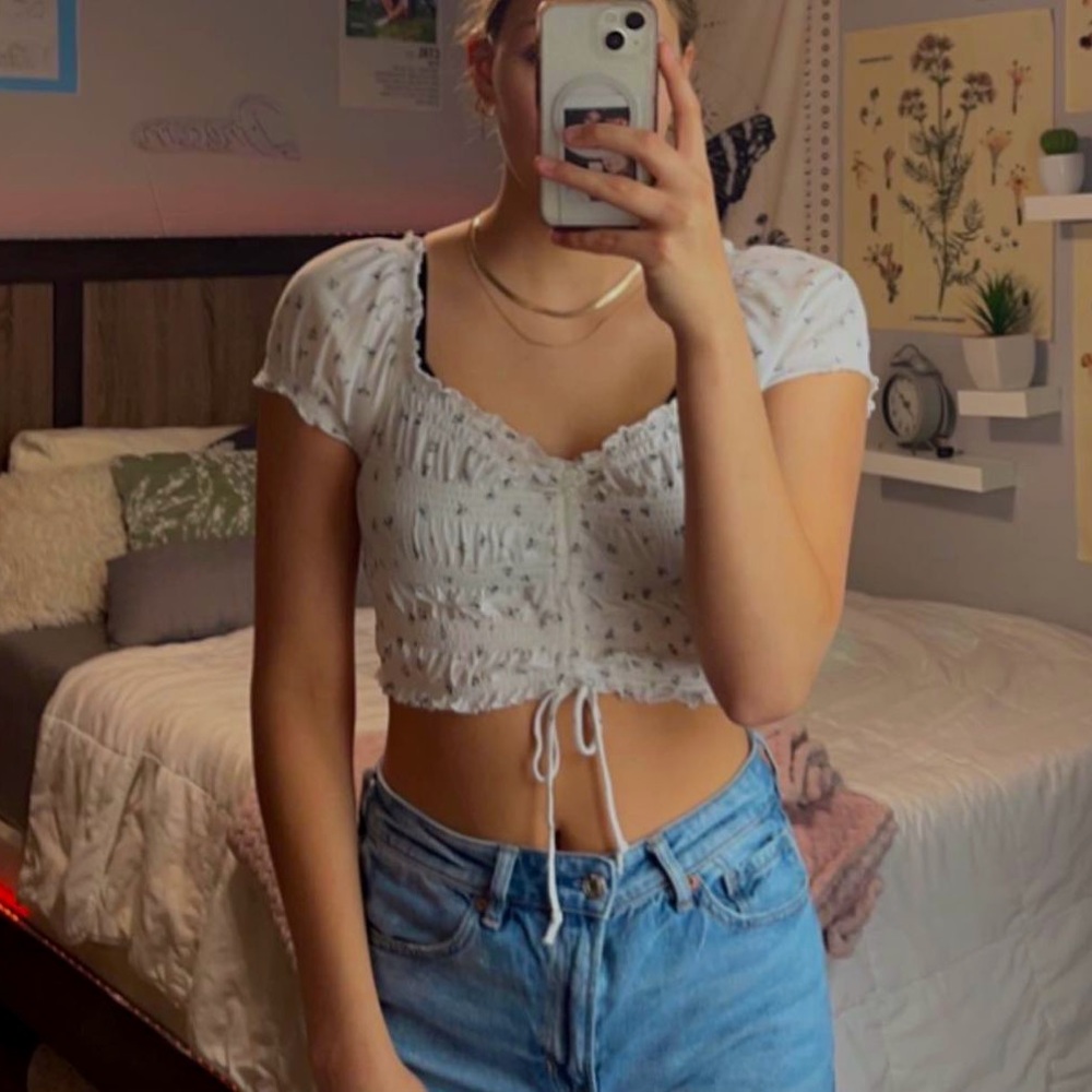 Garage Cropped Tie Blouse
